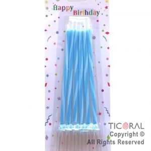 VELA RAYAS CELESTE 13 CM x 6 UNIDADES